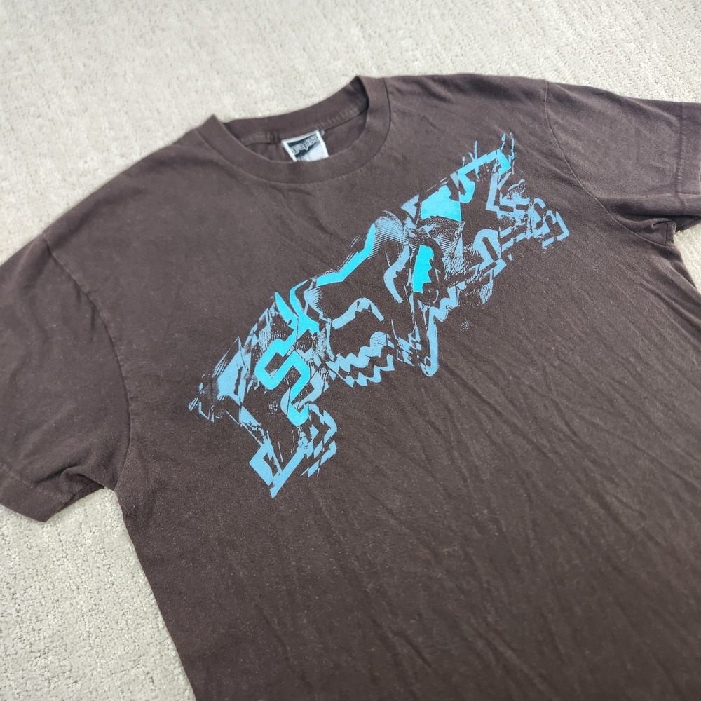 Vintage Fox‎ Racing Shirt Men L Y2K Racing Black Motorcross Dirtbike Spellout